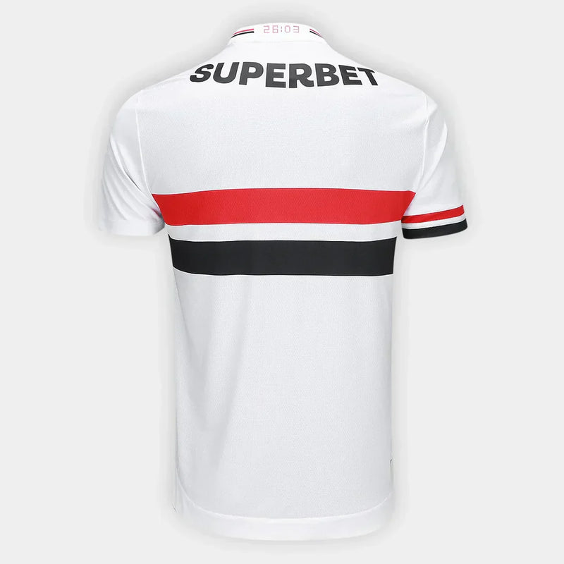 Camisa São Paulo 25/26 Home New Balance Masculina versão Jogador - Branco+Vermelho