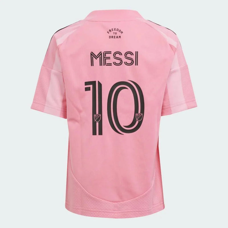 Uniforme Infantil Inter Miami I 25/26 Messi Adidas - Rosa + Preto